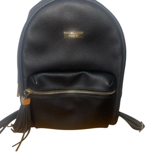 Aldo Pebbled Faux Leather Gold Hardware Handbag Travel Backpack - Picture 2 of 7